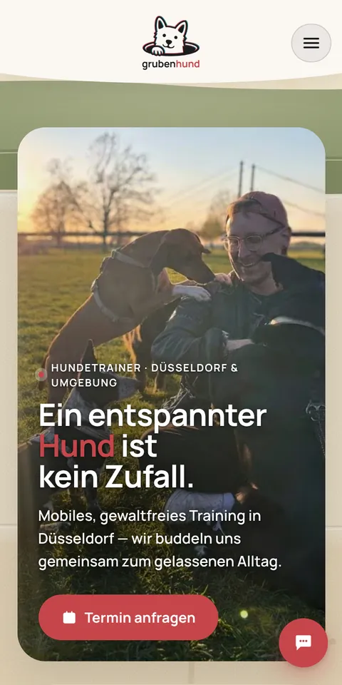 grubenhund.com home page on a phone