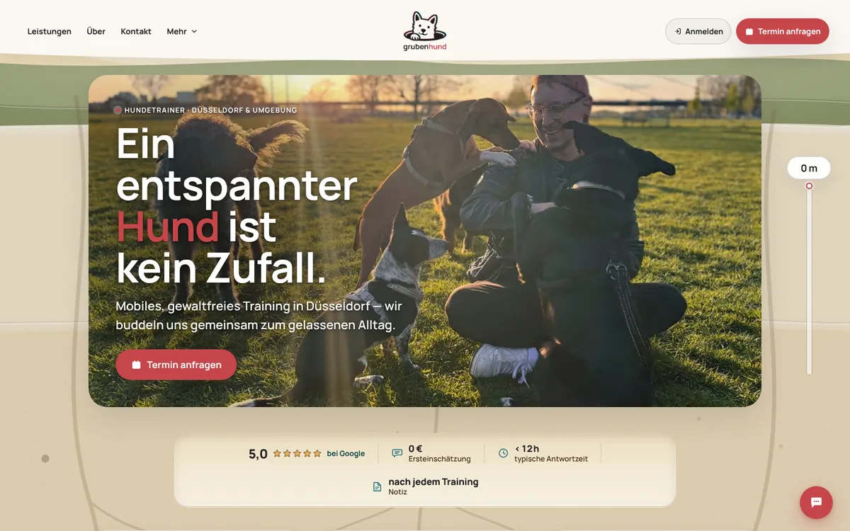 grubenhund.com home page on desktop